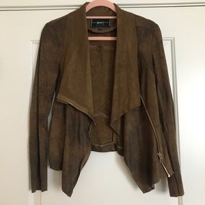 Brown faux suede BNCI drape moto jacket medium